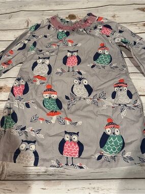 Mini Boden owl smocked dress vguc 5/6